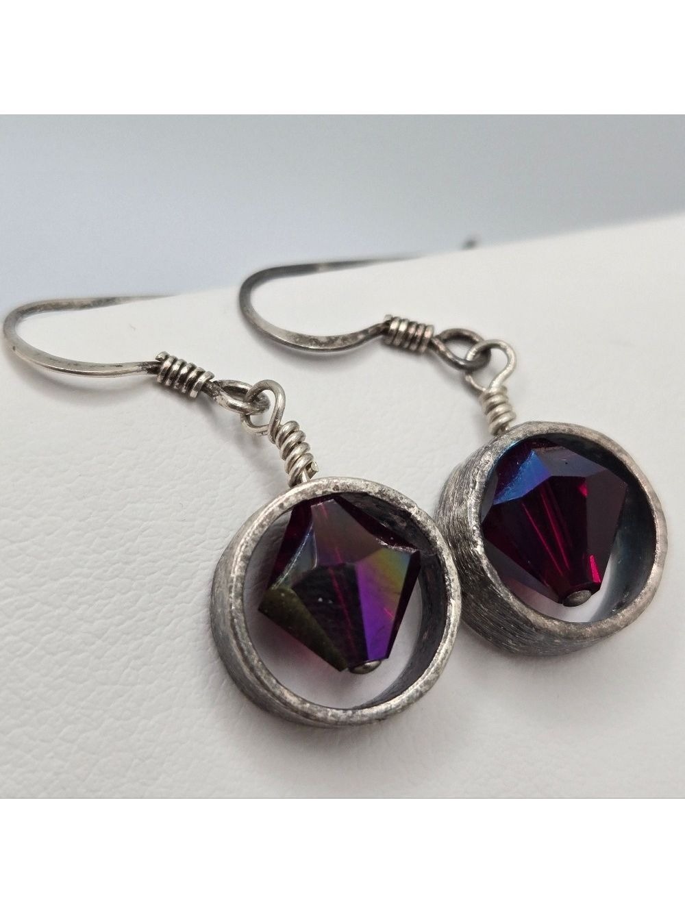 Handcrafted 925 Sterling Silver Garnet Red Onyx Gemstone Drop Earrings